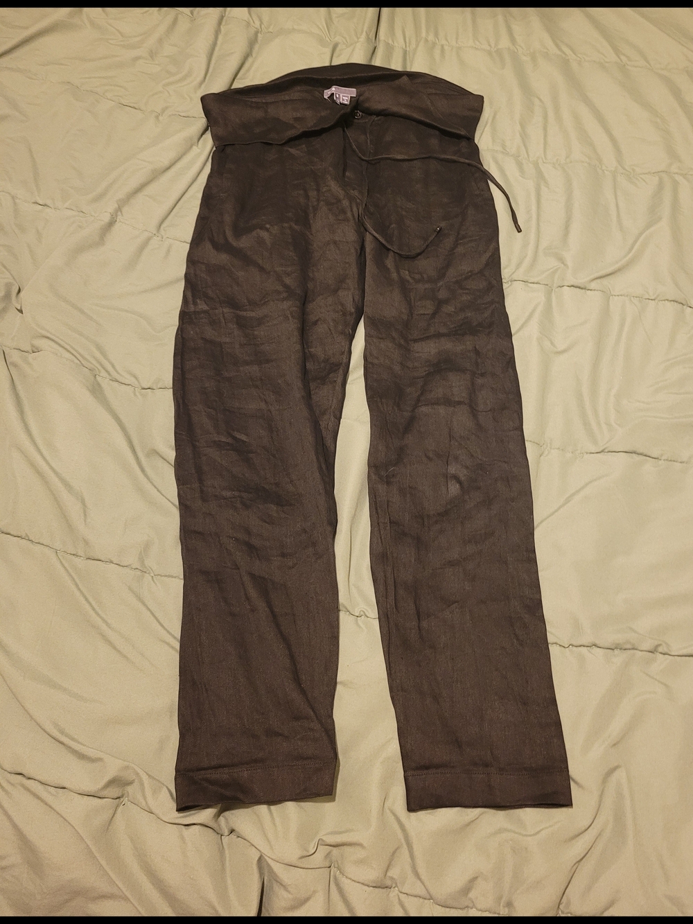 Vince Black Linen Blend Button Fly Pants Sz6